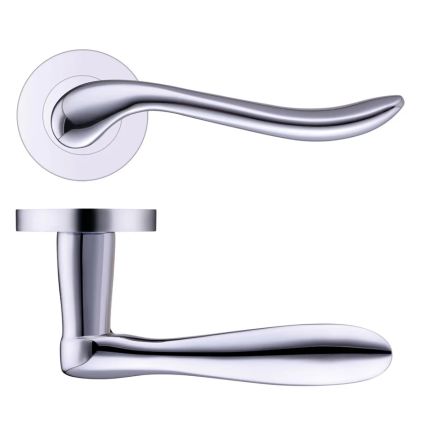 Zoo Hardware Lincoln lever on round rose - Polished Chrome