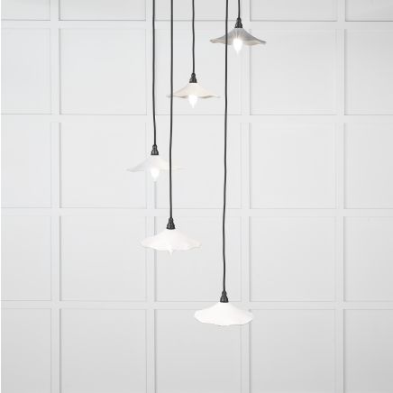 Smooth Nickel Flora Cluster Pendant in Flock