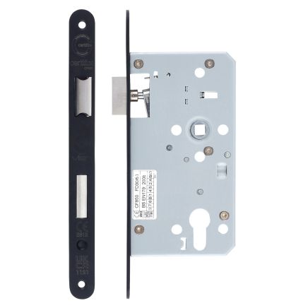 Zoo Hardware Din escape lock - 72mm c/c - backset 60mm - radius - Black