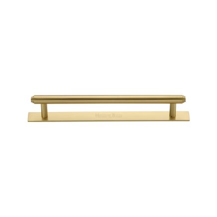 Heritage Brass Cabinet Pull Step Design with Plate 128mm CTC Satin Brass Finish