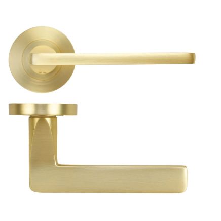 Zoo Hardware Leon lever on rose - Satin Brass