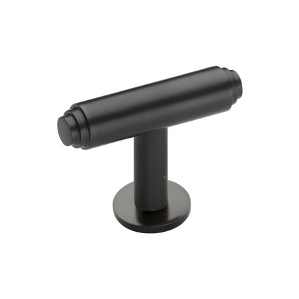 Heritage Brass Cabinet Knob Stepped T-Bar Design with Rose 45mm Matt Bronze finish