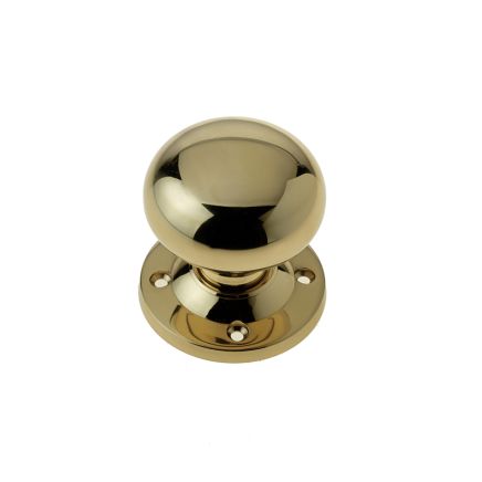 Jedo Mushroom Mortice Door Knobs 57mm Diameter 57mm Polished Brass - By Frelan Hardware - JV172BPB