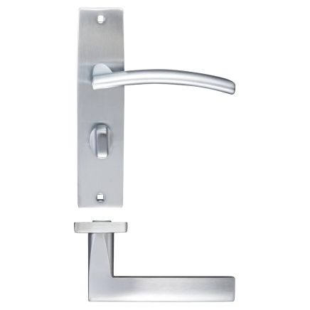 Zoo Hardware Amalfi lever on bathroom backplate - Satin Chrome