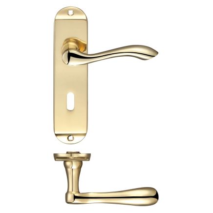 Zoo Hardware Arundel Lever Lock (57mm c/c) Furniture - Short Plate 175 x 42mm - Brass