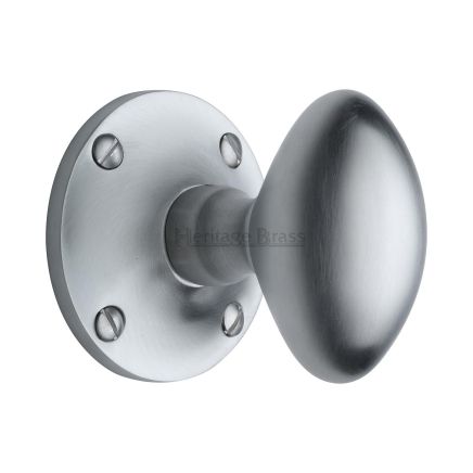 Heritage Brass Mortice Knob on Rose Mayfair Design Satin Chrome finish