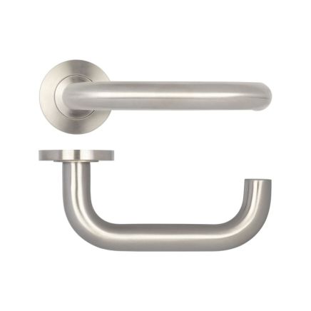 Orbit 19mm Door Handle on 8mm Sprung Rose Grade 304 Satin Stainless Steel - By Frelan Hardware - JSS13
