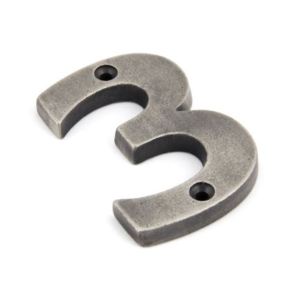 Antique Pewter Numeral 3