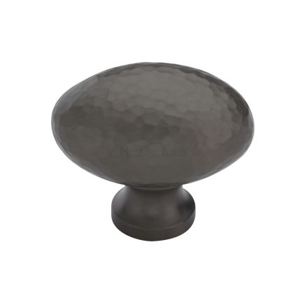 Heritage Brass Cabinet Knob Victorian Oval Hammered Design 38mm Matt Bronze finish