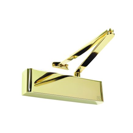 Rutland TS.9205 Door Closer, DABC c/w Semi-Radius Cover, Flatbar Armset, Polished Brass