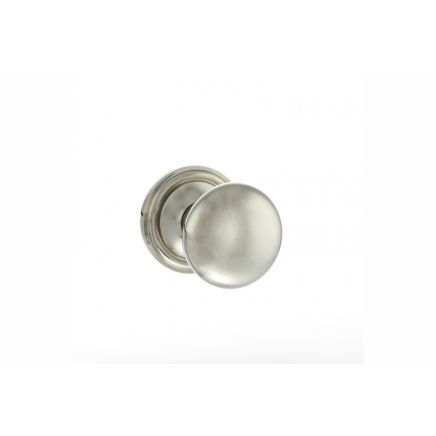 Old English Harrogate Solid Brass Mushroom Mortice Knob on Concealed Fix Rose - Polished Nickel