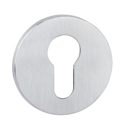 Tupai Rapido 5S Line Euro Escutcheons on 5mm Slimline Round Rose - Satin Chrome
