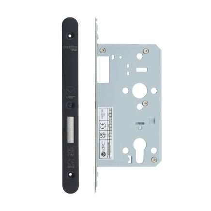 Zoo Hardware 2 Piece - DIN euro deadlock - backset 60mm - radius - Black
