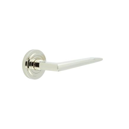 Mayfair Door Handle on Stepped Rose Polished Nickel - By Frelan Hardware - BUR10KIT159
