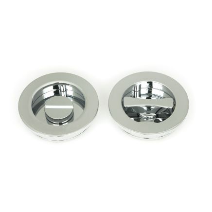 Polished Chrome 60mm Plain Round Pull - Privacy Set