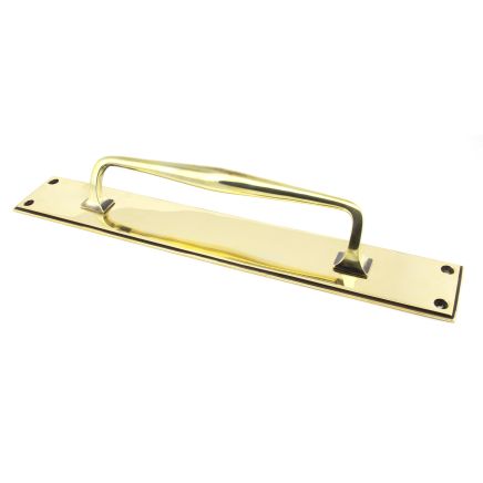 Aged Brass 425mm Art Deco Pull Handle on Backplate