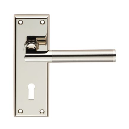 Serozzetta Sessanta Lever On Lock Backplate Retail Packaging - Polished Nickel/Satin Nickel