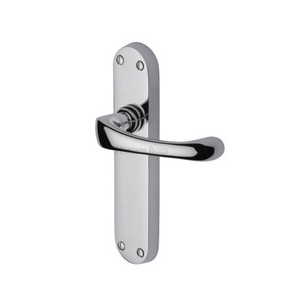 Heritage Brass Door Handle Lever Latch Gloucester Design Polished Chrome finish
