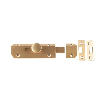 Jedo Architectural Slide Door Bolts 100x35mm Satin Brass - By Frelan Hardware - JV167SB