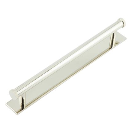 Hoxton Thaxted Cabinet Handles 224mm Ctrs Plain Backplate Polished Nickel - By Frelan Hardware - HOX-260PN-5060PN