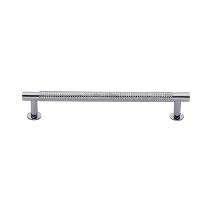 Heritage Brass Cabinet Pull Partial Knurled Design with 16mm Rose 160mm CTC Polished Chrome finish