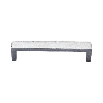 Heritage Brass Cabinet Pull Hammered Wide Metro Design 101mm CTC Satin Chrome Finish