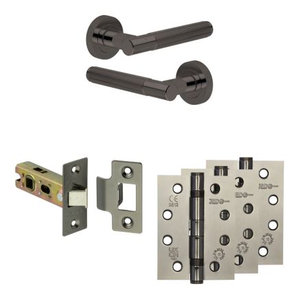 Complete Venice Door Handle Pack - Internal Doors - Black Nickel - 64mm / 4-inch Hinges - JE-F1A-BN