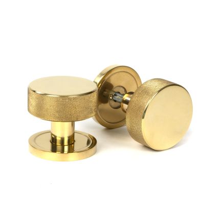 Polished Brass Brompton Mortice/Rim Knob Set (Plain)
