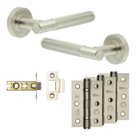 Complete Venice Door Handle Pack - Internal Doors - Satin Nickel - 64mm / 3-inch Hinges - JE-F1B-SN