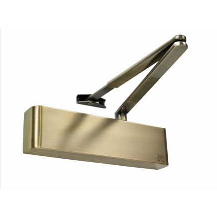 Rutland TS.9205 Door Closer c/w Semi-Radius Cover, Flatbar Armset, Antique Brass