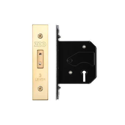 Zoo Hardware 3 Lever Replacement Dead Lock - 64mm c/w PVD Forend and Strike