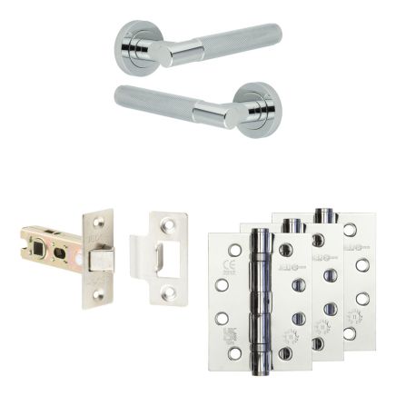 Complete Bari Door Handle Pack - Internal Doors - Polished Chrome - 64mm / 4-inch Hinges - JE-D1A-PC