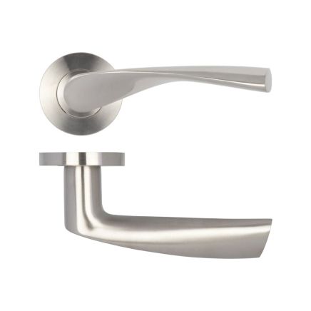 Vecta Door Handle on Rose Grade 304 Satin Stainless Steel - By Frelan Hardware - JSS501