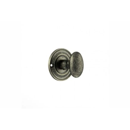 Old English Solid Brass Oval WC Turn and Release - Distressed Silver