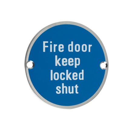 Zoo Hardware Fire Door Keep Locked Shut - 76mm dia - Satin Stainless