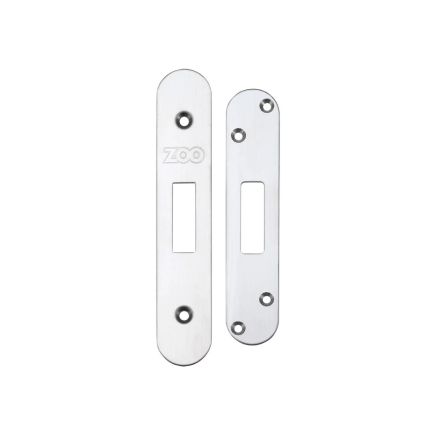 Zoo Hardware Spare Acc Pk for UK Dead Locks - contains Radius Forend, Strike and Fixing Screws - Stainless Steel