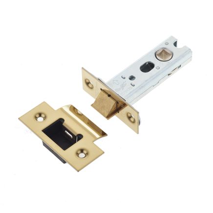 Jedo Heavy Duty Tubular Latches - 45 Degree Short Travel 76mm Brass Finish - By Frelan Hardware - JL-HDT76PVD