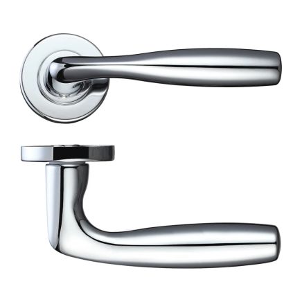Zoo Hardware Corvus lever on round rose - Polished Chrome