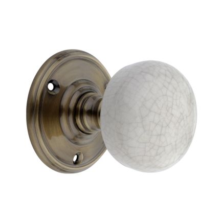 Crackled Porcelain Mortice Door Knob Antique Brass
