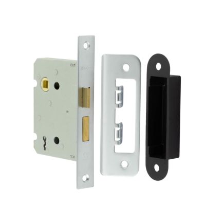 Jedo Kontrax 2 Lever Sashlocks with Square Forend & Radiused Strike Plate 76mm Satin Nickel - By Frelan Hardware - JL480SN