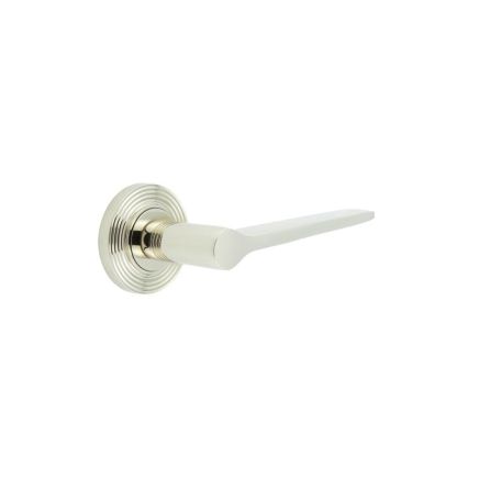 Knightsbridge Door Handle on Reeded Rose Polished Nickel - By Frelan Hardware - BUR20KIT160