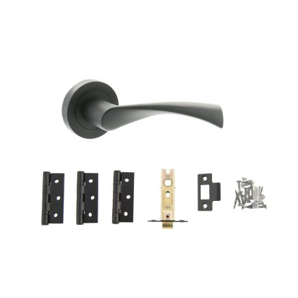 Atlantic Colorado Door Pack Bundle (2.5" Latch, 3"x2" Hingesx3) - Matt Black