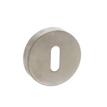 Forme Key Escutcheons on Minimal Round Rose - Satin Nickel