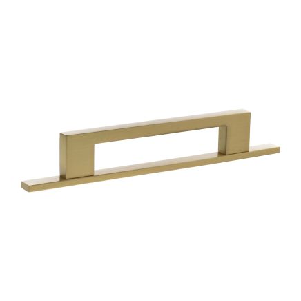 Millhouse Brass Empire Slim Cabinet Pull Handle on Backplate 128mm - Satin Brass
