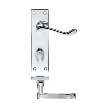 Zoo Hardware Project Victorian scroll lever on bathroom backplate -150mm x 40mm - Polished Chrome