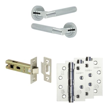 Complete Bari Door Handle Pack - Internal Doors - Polished Chrome - 76mm / 4-inch Hinges - JE-D3A-PC