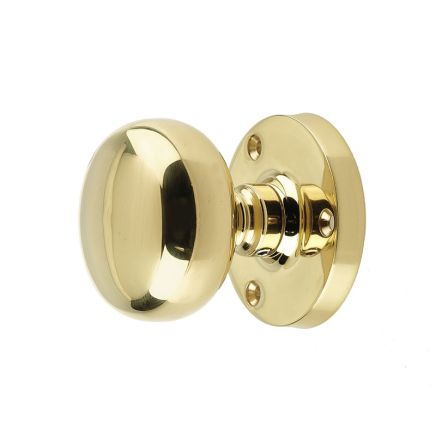 Jedo Mushroom Mortice Door Knobs 60mm Diameter Polished Brass - By Frelan Hardware - JV35PB