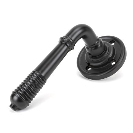 Aged Bronze Reeded Lever on Rose Set