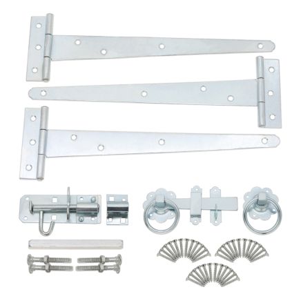10" 250mm Plain Ring Gate Ironmongery Kit Zinc