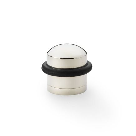 Alexander & Wilks - Dome Top Floor Mounted Door Stop -  Polished Nickel